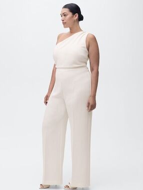 Mango One-Shoulder Wide-Leg Jumpsuit